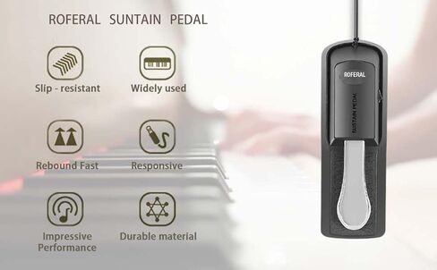 Sustain Pedal for Keyboard - ROFERAL Piano Foot Pedal with Polarity Switch for All Brands Electronic Keyboards, 1/4"(6.35mm) With 63-inch Cable Input Plug in Saudi Arabia