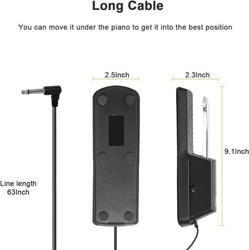 Sustain Pedal for Keyboard - ROFERAL Piano Foot Pedal with Polarity Switch for All Brands Electronic Keyboards, 1/4"(6.35mm) With 63-inch Cable Input Plug in Saudi Arabia