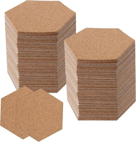 200 Pieces Hexagon Self-Adhesive Cork Coasters, 4 x 4 Inches Sticky Cork Coasters, Mini Wall Cork Tiles, Cork Backing Sheets for Cork Coasters and DIY Crafts Supplies(Natural) in Saudi Arabia
