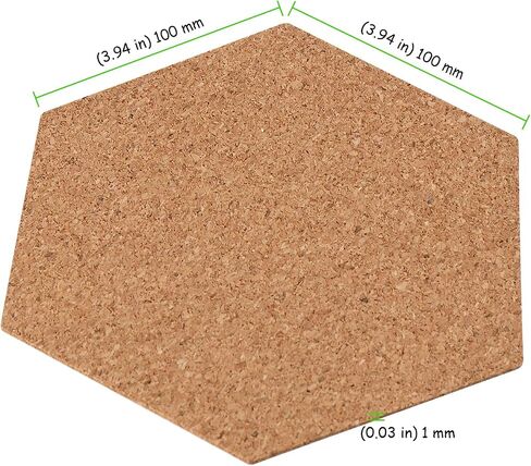 200 Pieces Hexagon Self-Adhesive Cork Coasters, 4 x 4 Inches Sticky Cork Coasters, Mini Wall Cork Tiles, Cork Backing Sheets for Cork Coasters and DIY Crafts Supplies(Natural) in Saudi Arabia