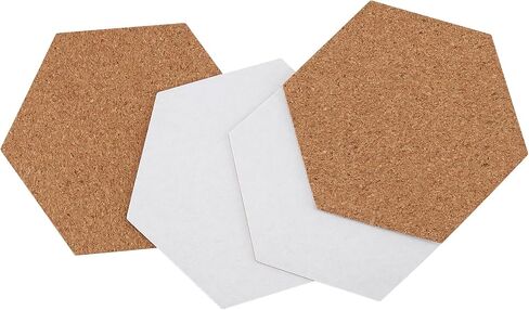 200 Pieces Hexagon Self-Adhesive Cork Coasters, 4 x 4 Inches Sticky Cork Coasters, Mini Wall Cork Tiles, Cork Backing Sheets for Cork Coasters and DIY Crafts Supplies(Natural) in Saudi Arabia
