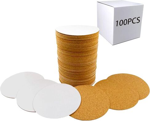 100 Pack Self-Adhesive Cork Round 3.75" Backing Sheets with Adhesive Backing Cork ， for DIY Crafts、Drawing Board, Festive Hand-Cut Paper， Bottom Protection for Various Types of Coasters in Saudi Arabia
