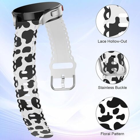 ZSMJ متوافق مع Samsung Galaxy Watch 6/5/4 Band 40mm 44mm/Classic 43mm 47mm 42mm 46mm/Pro 45mm/Active 2/Watch 3 41mm، دانتيل نحيف طباعة زهور سيليكون ناعم 20 مم سريع الفك للنساء in Kuwait