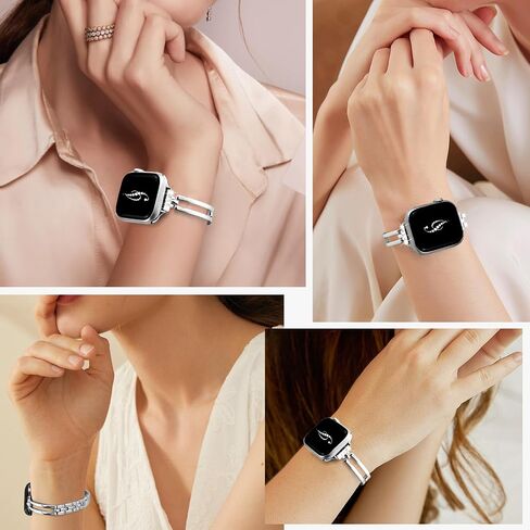 Bands Compatible with Apple Watch Band 38mm 40mm 41mm 42mm 44mm 45mm，Feminine Slim Bling Dressy Metal Bangle Bracelet Replacement for iwatch SE Series 9 8 7 6 5 4 3 2 1 women in Saudi Arabia