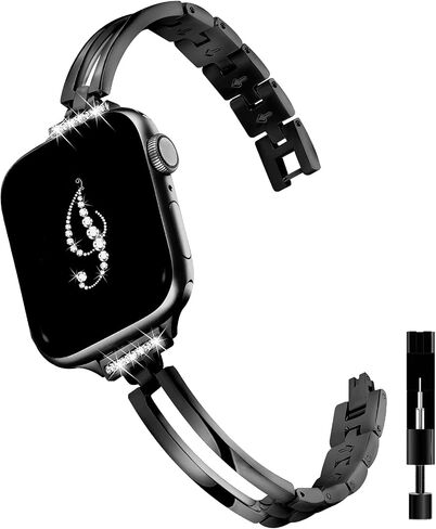 Bands Compatible with Apple Watch Band 38mm 40mm 41mm 42mm 44mm 45mm，Feminine Slim Bling Dressy Metal Bangle Bracelet Replacement for iwatch SE Series 9 8 7 6 5 4 3 2 1 women in Saudi Arabia