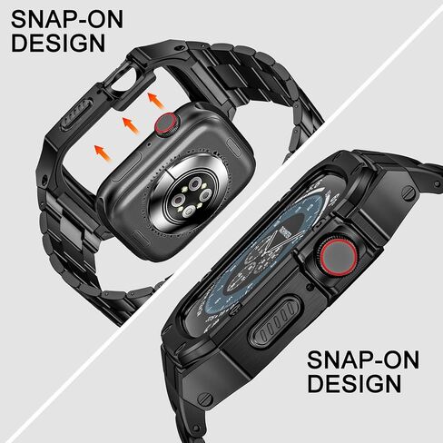 سوار من الفولاذ المقاوم للصدأ مع حافظة متوافقة مع Apple Watch Ultra 2/1 49mm Series SE 9 8 7 6 5 4 3 2 1 38mm 40mm 41mm 42mm 44mm 45mm مع غطاء معدني متين واقٍ لأحزمة iWatch للرجال in Kuwait