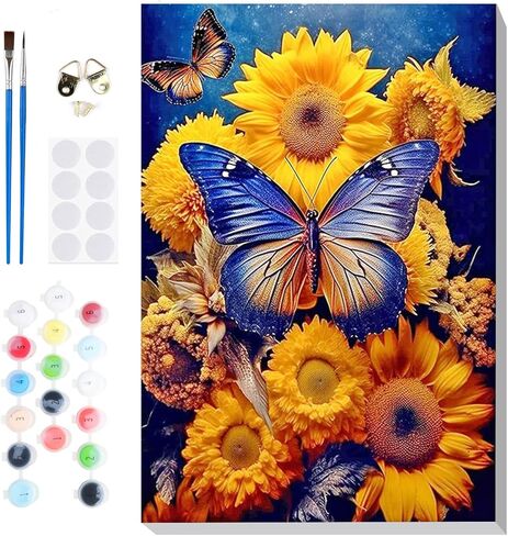 مجموعة الطلاء بالأرقام من VINDIJA للبالغين والأطفال، مجموعات الطلاء بالأرقام على شكل فراشة للبالغين على إطار قماشي، اللون بالأرقام للبالغين، مجموعات الحرف الفنية للفتيات من سن 8 إلى 12 بالغًا، 8 × 12 بوصة in Kuwait