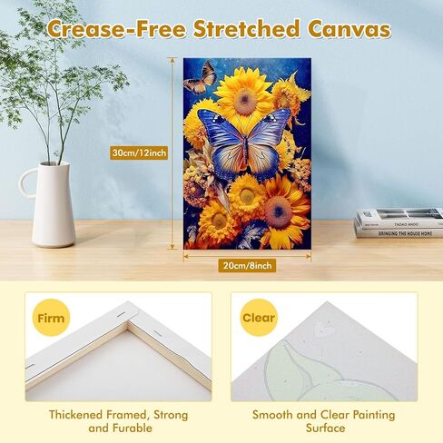 مجموعة الطلاء بالأرقام من VINDIJA للبالغين والأطفال، مجموعات الطلاء بالأرقام على شكل فراشة للبالغين على إطار قماشي، اللون بالأرقام للبالغين، مجموعات الحرف الفنية للفتيات من سن 8 إلى 12 بالغًا، 8 × 12 بوصة in Kuwait