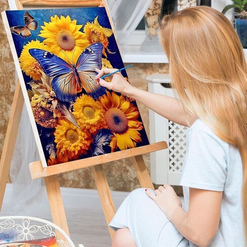 مجموعة الطلاء بالأرقام من VINDIJA للبالغين والأطفال، مجموعات الطلاء بالأرقام على شكل فراشة للبالغين على إطار قماشي، اللون بالأرقام للبالغين، مجموعات الحرف الفنية للفتيات من سن 8 إلى 12 بالغًا، 8 × 12 بوصة in Kuwait