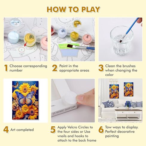 مجموعة الطلاء بالأرقام من VINDIJA للبالغين والأطفال، مجموعات الطلاء بالأرقام على شكل فراشة للبالغين على إطار قماشي، اللون بالأرقام للبالغين، مجموعات الحرف الفنية للفتيات من سن 8 إلى 12 بالغًا، 8 × 12 بوصة in Kuwait