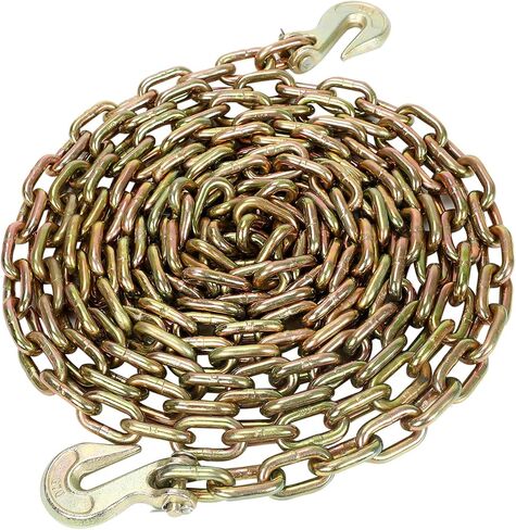 Transport Binder Chain 1/4 inch x 12 Feet, Tow Chain with Clevis Grab Hooks, 3,150 lbs Safe Working Load, Heavy Duty Log Chain for Transporting Towing Tie Down Binding Equipment 1 Pack in Kuwait