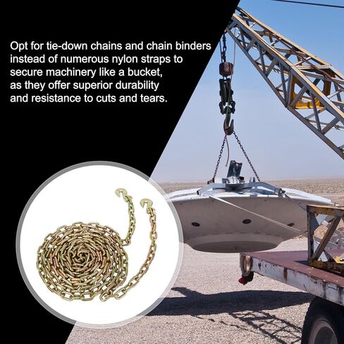 Transport Binder Chain 1/4 inch x 12 Feet, Tow Chain with Clevis Grab Hooks, 3,150 lbs Safe Working Load, Heavy Duty Log Chain for Transporting Towing Tie Down Binding Equipment 1 Pack in Kuwait