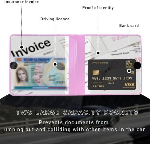 Car Registration and Insurance Holder, 5.2"× 4.7" Premium Auto Glove Box Organizer with Closure, Essential Vehicle Document Holder for Card, Driver License (Black) in Kuwait