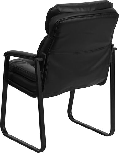 كرسي استقبال جانبي تنفيذي من Flash Furniture Isla Black LeatherSoft مع دعم قطني وقاعدة مزلقة in Saudi Arabia