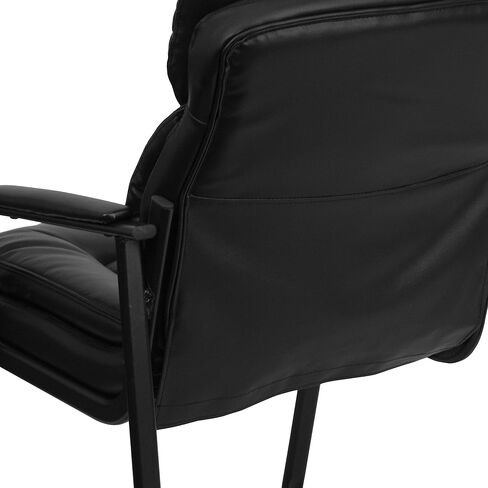كرسي استقبال جانبي تنفيذي من Flash Furniture Isla Black LeatherSoft مع دعم قطني وقاعدة مزلقة in Saudi Arabia