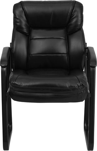 كرسي استقبال جانبي تنفيذي من Flash Furniture Isla Black LeatherSoft مع دعم قطني وقاعدة مزلقة in Saudi Arabia