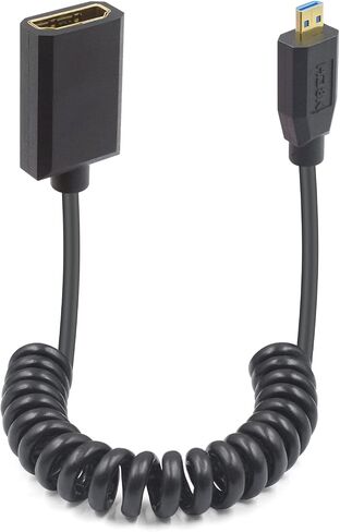 Duttek 8K Micro HDMI to HDMI Coiled Cable 8K@60Hz, 48Gbps, Right Angle HDMI to Micro HDMI 2.1 Cable for Camera, GoPro Hero, Raspberry Pi 5 4 1FT-3FT in Saudi Arabia