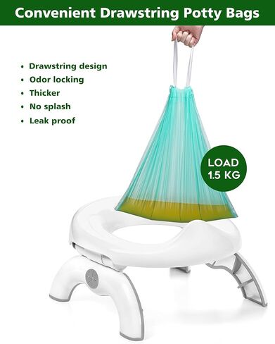 أكياس نونية السفر القابلة للتحلل للمرحاض المحمول، بطانات نونية السفر برباط AYOTEE للنونية المحمولة، بطانات كرسي النونية يمكن التخلص منها للأطفال الصغار والحيوانات الأليفة وفي الهواء الطلق (50 قطعة) in Kuwait