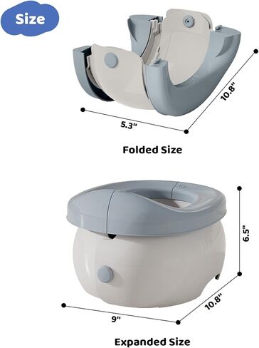 مقعد تدريب محمول على المرحاض 2 في 1 من UNCLE WU، مقعد نونية للسيارة للذهاب، كرسي نونية للأطفال قابل للطي (يتضمن حمل 100 حقيبة) رمادي وأبيض in Kuwait
