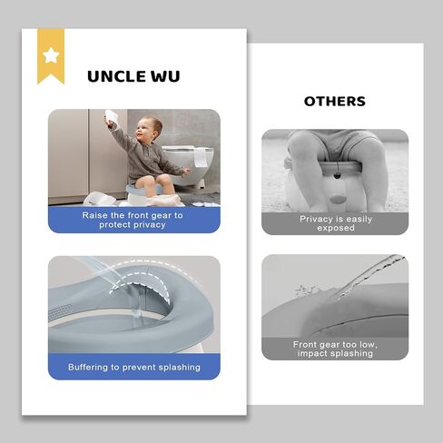 مقعد تدريب محمول على المرحاض 2 في 1 من UNCLE WU، مقعد نونية للسيارة للذهاب، كرسي نونية للأطفال قابل للطي (يتضمن حمل 100 حقيبة) رمادي وأبيض in Kuwait