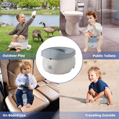 مقعد تدريب محمول على المرحاض 2 في 1 من UNCLE WU، مقعد نونية للسيارة للذهاب، كرسي نونية للأطفال قابل للطي (يتضمن حمل 100 حقيبة) رمادي وأبيض in Kuwait