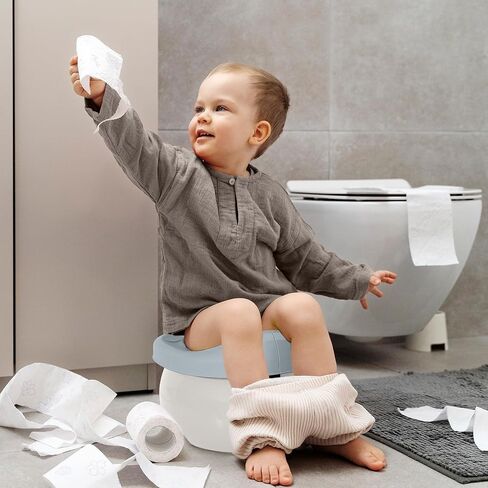 مقعد تدريب محمول على المرحاض 2 في 1 من UNCLE WU، مقعد نونية للسيارة للذهاب، كرسي نونية للأطفال قابل للطي (يتضمن حمل 100 حقيبة) رمادي وأبيض in Kuwait