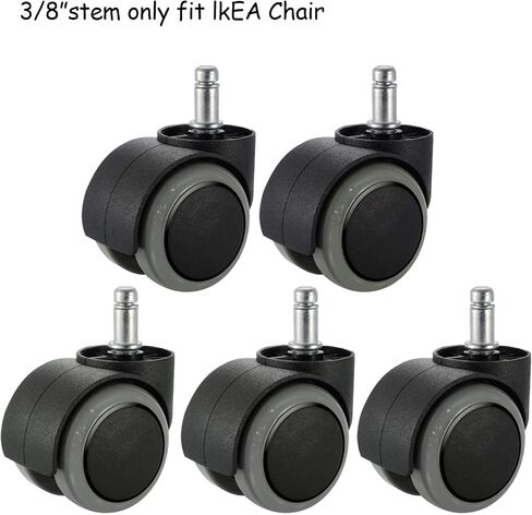 استبدال عجلات كرسي المكتب PChero لكراسي IKEA، جذع 10 مم (مجموعة من 5)، عجلات دوارة من البولي يوريثين شديدة التحمل مقاس 2 بوصة لملحقات أثاث كراسي IKEA، وحماية سجاد الأرضيات الصلبة in Kuwait