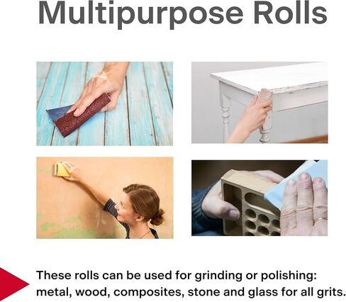 VSM Abrasives Shop Roll, 2 inch x 50 Yard, 40 Grit (Coarse), Aluminum Oxide Abrasive Cloth Roll, F Weight Flexible Cotton Backing, Red and Brown Color, for Multifaceted Grinding Tasks in Kuwait