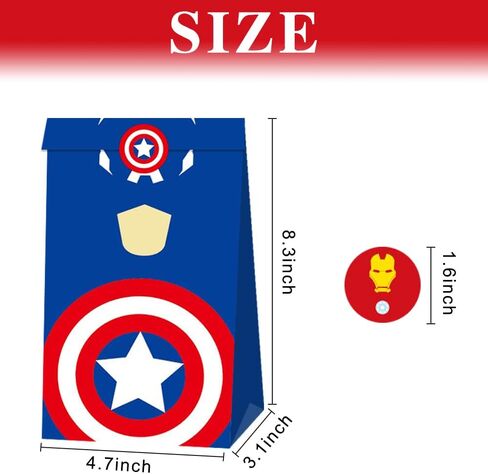 24 قطعة من حقائب حفلات الأبطال الخارقين مع 24 قطعة ملصقات لحفلات الأطفال ذات طابع الأبطال الخارقين in Kuwait