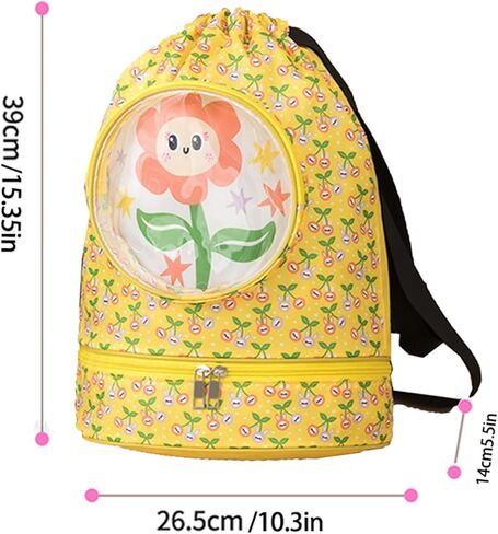 Kids Dry Wet Swim Backpack for Swimmers,Outdoor Pool Beach Dry Wet Bag,Sport Knapsack for Kids,Waterproof Draw String Sackpack,Waterproof Sports Backpack Dry Wet Separated Sack Yellow. in Kuwait