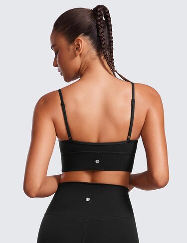 حمالة صدر رياضية للسيدات من CRZ YOGA بتصميم Butterluxe Sweetheart Longline - رقبة على شكل حرف V وحزام رفيع قابل للتعديل، حمالة صدر لليوجا، قميص قصير مبطن in Saudi Arabia