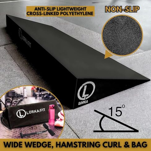Squat Wedge - 3PCS Wide Slant Board for Squats, Heel Elevated Squat Wedge Block, Calf Stretcher Slant Board for Calf Stretching Heel Lift Knees Over Toes with Hamstring Curl or Resistance band & Bag in Saudi Arabia