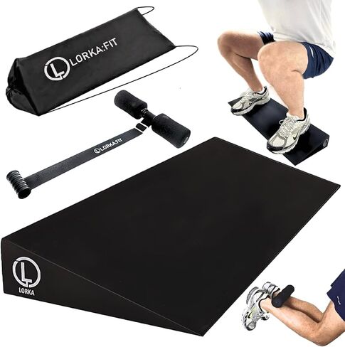 Squat Wedge - 3PCS Wide Slant Board for Squats, Heel Elevated Squat Wedge Block, Calf Stretcher Slant Board for Calf Stretching Heel Lift Knees Over Toes with Hamstring Curl or Resistance band & Bag in Saudi Arabia