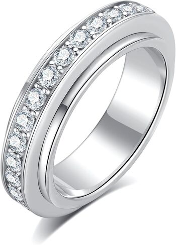 AnuClub Moissanite Gear Spinner Rings 14K Plated 2/2.5mm D Color VVS1 Moissanite Fidget Bands Eternity Rings for Women in Saudi Arabia