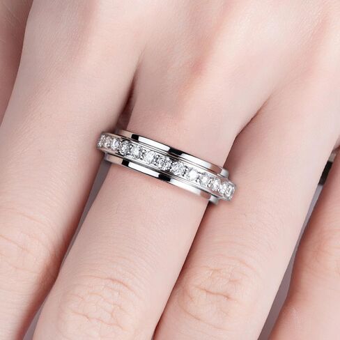 AnuClub Moissanite Gear Spinner Rings 14K Plated 2/2.5mm D Color VVS1 Moissanite Fidget Bands Eternity Rings for Women in Saudi Arabia