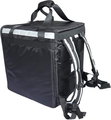 PK-76F: Large Doubledeck Insulated Pizza/Food Delivery Backpack, 16"x 15"x 18", with Divider, Cup Holder. Waterproof Thermal Food Take-Out Box, Keep Hot/Cold, 76Liters (Black) in Saudi Arabia