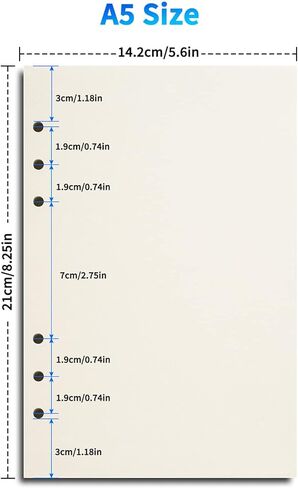 A5 Refillable Paper, A5 Line Refill Paper, A5 Binder Refills for 6-Ring Binders Planner Traveller Journal Notebook Dairy, 8mm Ruled Filler Paper Insert, 80 Sheets 160 Pages, Lined in Kuwait