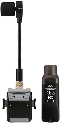 NUX Saxophone Microphone Wireless System (B-6S) with Charging Case Bundle with 2X Strukture S6P48 Woven Right Angle Patch Cables, 12x Fender Guitar Picks and Liquid Audio Instrument Polishing Cloth in Saudi Arabia