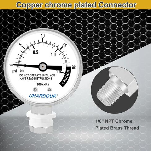 مقياس ضغط علبة الضغط، مقياس طنجرة الضغط، مقياس بخار علبة ضغط بقرص 2 بوصة، حامل سفلي in Kuwait