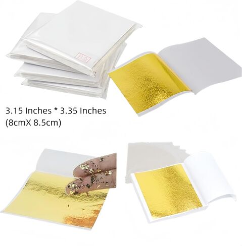 Imitation Gold Leaf Sheets 12 Colors 120 Pieces for Arts Decoration,DIY Crafts,Paintings,Nails,Furniture Decoration,3.15 by 3.35 Inches Gold Leaf Sheets. in Saudi Arabia