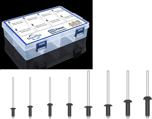 520 قطعة من مسامير الخبز السوداء ذات 8 مقاسات، مجموعة متنوعة من مسامير البوب، قبضة ألومنيوم ومغزل فولاذي مع مقسم معزز وحقيبة تحمل علامة للتخزين in Kuwait