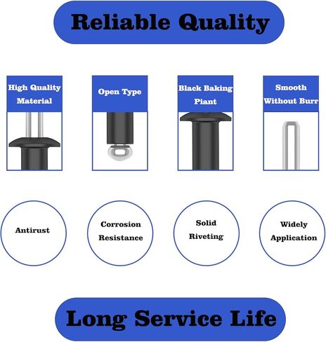 520 قطعة من مسامير الخبز السوداء ذات 8 مقاسات، مجموعة متنوعة من مسامير البوب، قبضة ألومنيوم ومغزل فولاذي مع مقسم معزز وحقيبة تحمل علامة للتخزين in Kuwait