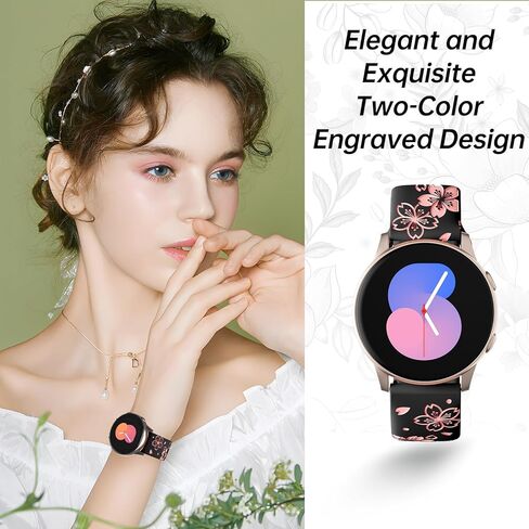Two-Tone Flower Engraved Bands Compatible with Samsung Galaxy Watch 6/5/4 Band 40mm 44mm, Galaxy Watch 5 Pro 45mm/Watch 6/4 Classic/Active 2,Galaxy Watch 3,20mm Soft Silicone Sport Strap Women in Kuwait