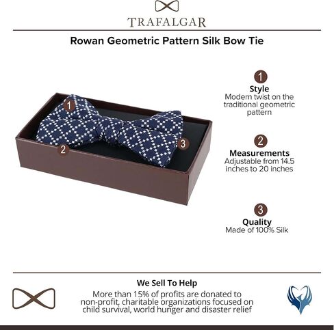 Trafalgar Men's Rowan Geometric Pattern Silk Bow Tie in Saudi Arabia