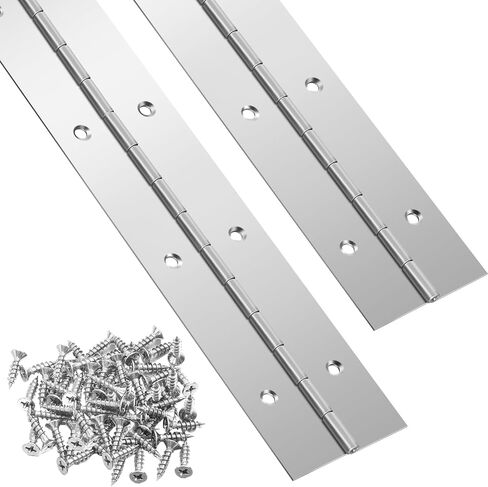 2 Pack Continuous Piano Hinges, Heavy Duty Stainless Steel Piano Hinge, Smooth Polished Folding Continuous Hinge, 0.04 Inch Leaf Thickness, 2 Inch Open Width for Cabinet Door (72 Inch) in Saudi Arabia