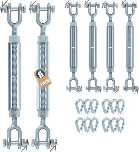خطاف وصلة ربط المقطورة، 1/2 "M12 الفك والفك الفولاذي المجلفن بالغمس الساخن 2200 رطل حبل سلك كابل التوتر وحبل الأسلاك الكشتبانات مجموعة لأشرعة الظل، ملحقات العريشة كابل خط الرمز البريدي in Kuwait