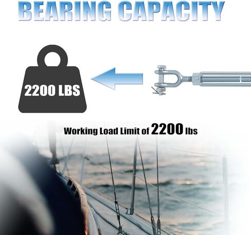 خطاف وصلة ربط المقطورة، 1/2 "M12 الفك والفك الفولاذي المجلفن بالغمس الساخن 2200 رطل حبل سلك كابل التوتر وحبل الأسلاك الكشتبانات مجموعة لأشرعة الظل، ملحقات العريشة كابل خط الرمز البريدي in Kuwait