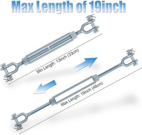 خطاف وصلة ربط المقطورة، 1/2 "M12 الفك والفك الفولاذي المجلفن بالغمس الساخن 2200 رطل حبل سلك كابل التوتر وحبل الأسلاك الكشتبانات مجموعة لأشرعة الظل، ملحقات العريشة كابل خط الرمز البريدي in Kuwait
