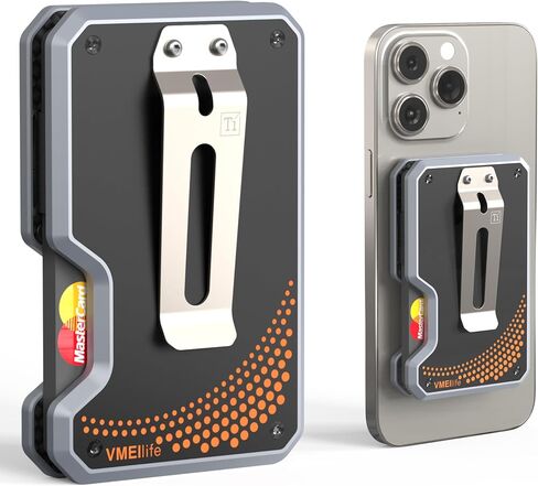 محفظة نحيفة بسيطة للرجال - حامل بطاقة ائتمان بجيب أمامي مزود بتقنية RFID - محفظة معدنية للرجال مع مشبك نقود من التيتانيوم - محفظة مغناطيسية للهاتف (رمادي) in Kuwait