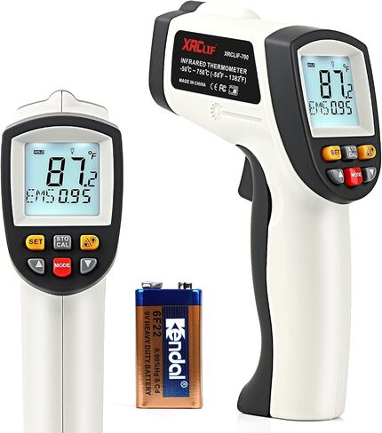 Digital Infrared Laser Thermometer Cooking Gun with Adjustable Emissivity -58°F ~ 788°F, Touchless Kitchen Laser Food Thermometer Temp Gun for Soap Candy Making Oven BBQ Gray (Gray) in Saudi Arabia